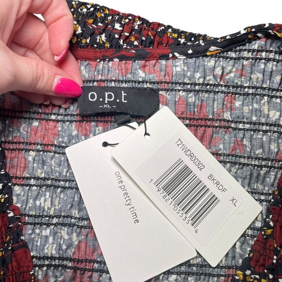 O.P.T. One Pretty Time Phoebe Dress XL NWT Black Floral Midi 100% Cotton - Picture 4 of 5